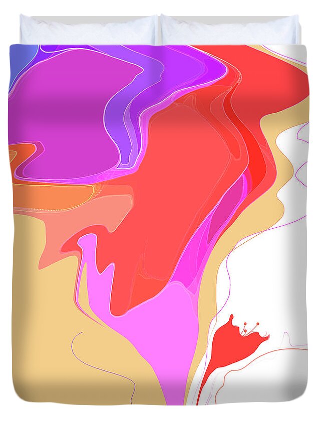 Abstract Duvet Cover featuring the digital art Joie de Vivre by Gina Harrison
