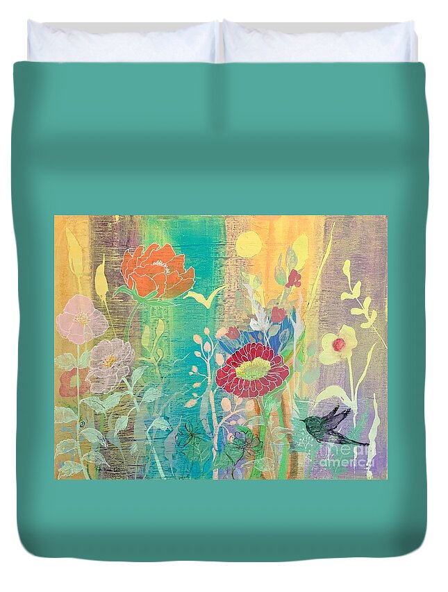 Journaling Joy Duvet Cover featuring the painting Journaling Joy by Robin Pedrero