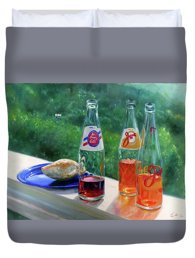 Ju-c Duvet Cover featuring the painting Ju-c with Creole Bread by Jonathan Gladding
