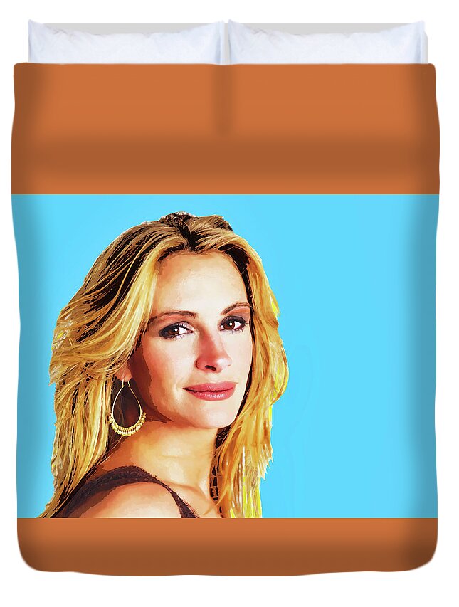Julia Roberts Duvet Cover featuring the photograph Julia Roberts by Dominic Piperata