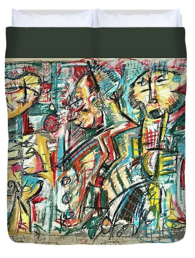 Abstract  Duvet Cover featuring the drawing June 17 2020 by Gustavo Ramirez