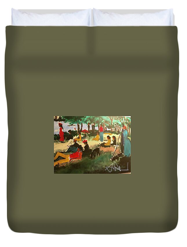  Duvet Cover featuring the painting Juneteenth by Angie ONeal