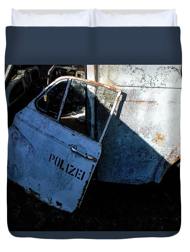 Wrecking Yard Duvet Cover featuring the photograph The Junkyard Diaries IV - Smash Palace, North Island, New Zealand by Earth And Spirit