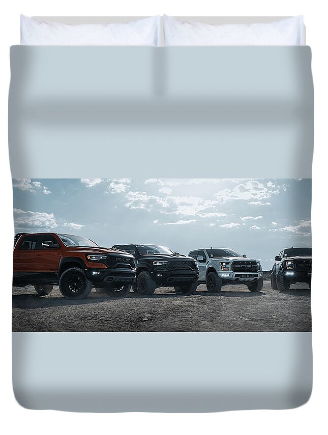 Dodge Duvet Cover featuring the photograph Jurassic by David Whitaker Visuals