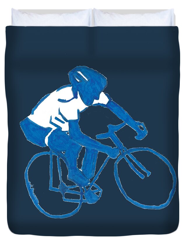 Just Keep Biking Duvet Cover featuring the drawing Just Keep Biking 3 by Ali Baucom
