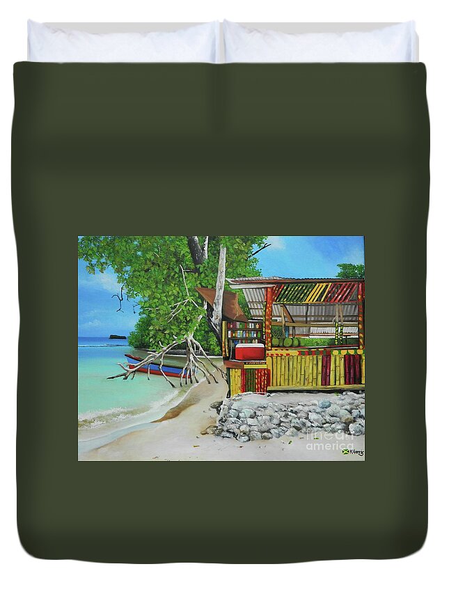 Jamaica Art Duvet Cover featuring the painting Just My Imagination by Kenneth Harris