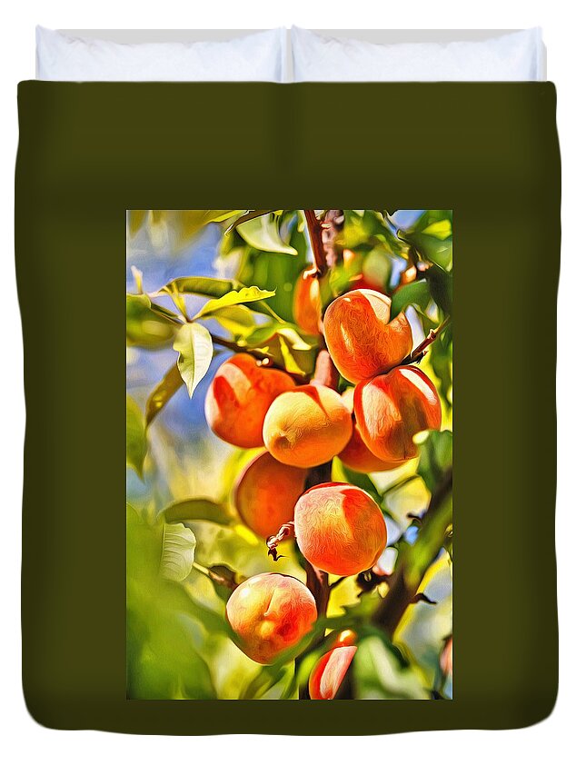 Just Peachy Duvet Cover featuring the painting Just Peachy by Harry Warrick