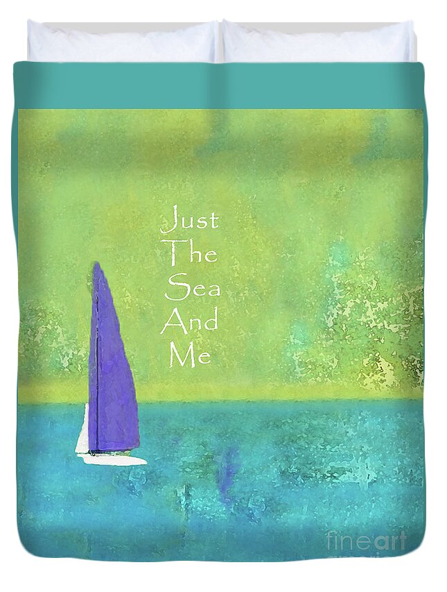 Abstract Duvet Cover featuring the mixed media Just the Sea and Me by Sharon Williams Eng