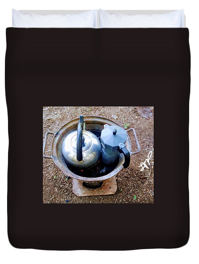 Coffee Duvet Cover featuring the photograph Just the two of Us by Esoteric Gardens KN