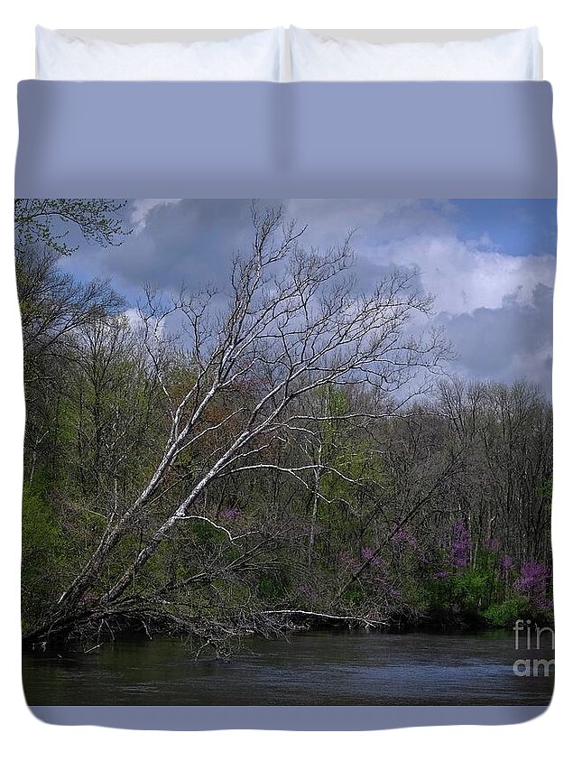 Kalamazoo River Duvet Cover featuring the photograph Kalamazoo River in the Spring by Randy Pollard