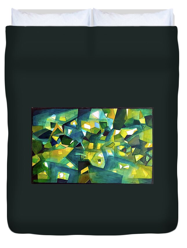 Crystals Duvet Cover featuring the painting Kaleidoscope by Carolina Prieto Moreno