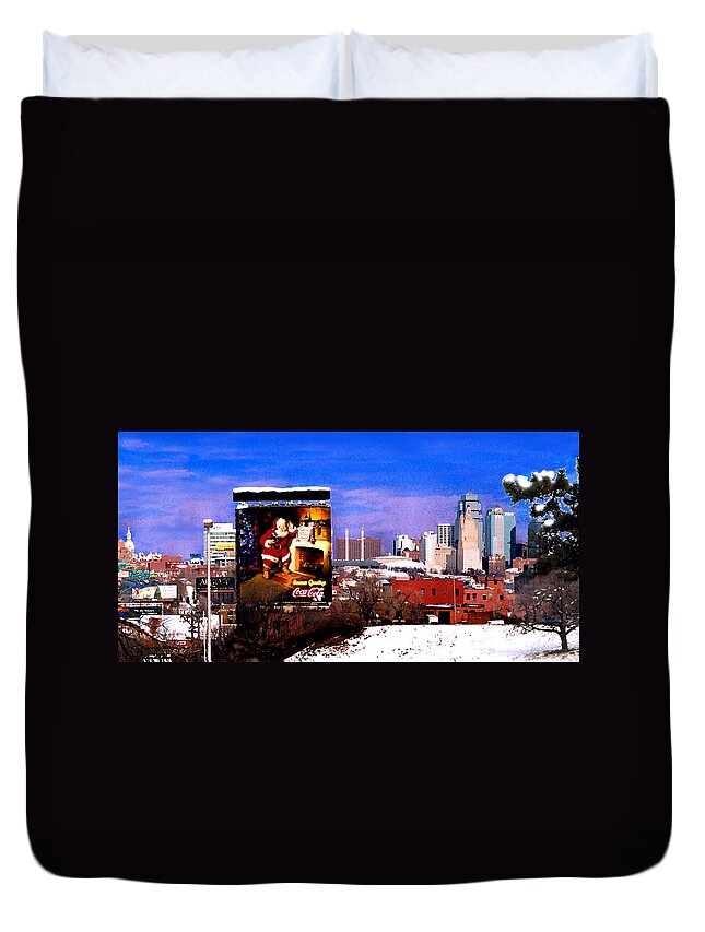 City Duvet Cover featuring the photograph Kansas City Skyline at Christmas by Steve Karol