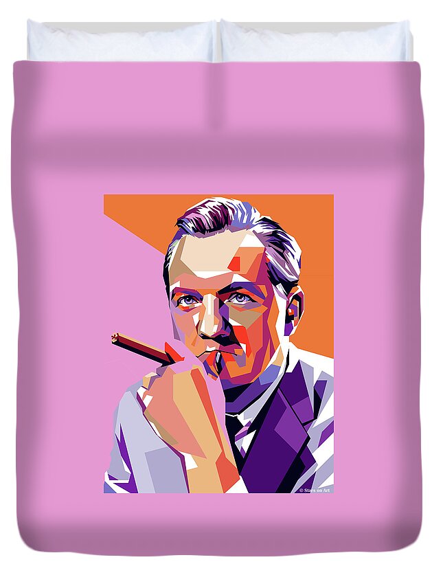 Karl Duvet Cover featuring the painting Karl Malden by Movie World Posters