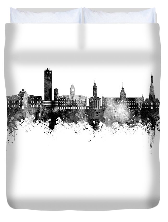 Karlsruhe Duvet Cover featuring the digital art Karlsruhe Germany Skyline #47 by Michael Tompsett