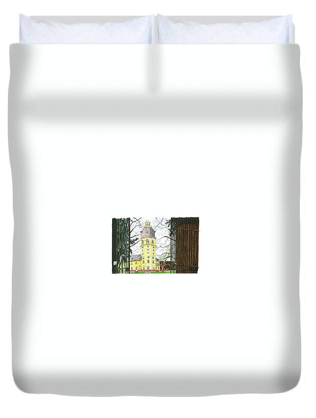 Karlsruhe Palace Duvet Cover featuring the painting Karlsruhe Palace by Tracy Hutchinson