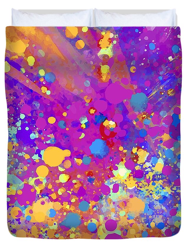 Colorful Duvet Cover featuring the digital art Kartika - Artistic Colorful Abstract Carnival Splatter Watercolor Digital Art by Sambel Pedes