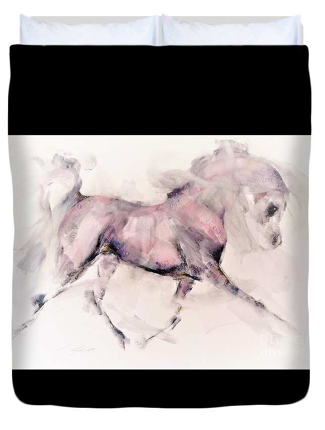 Horse Painting Duvet Cover featuring the painting Kasi by Janette Lockett