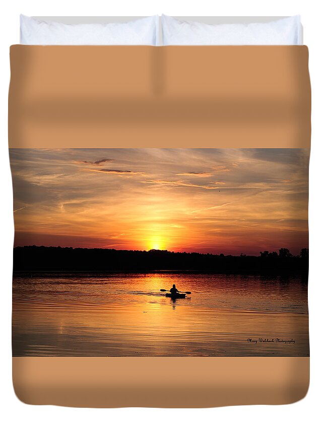Landscape Duvet Cover featuring the photograph Kayak At Days End by Mary Walchuck