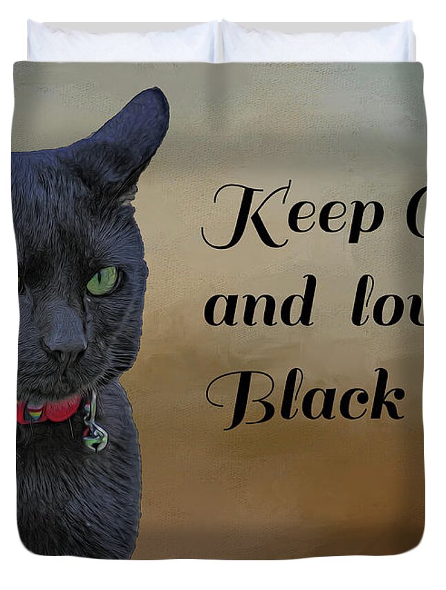 Cat Duvet Cover featuring the photograph Keep Calm by Cathy Kovarik