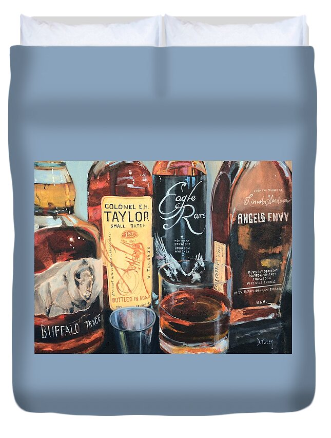 Bourbon Duvet Cover featuring the painting Kentucky Bourbon Favorites Painting by Donna Tuten
