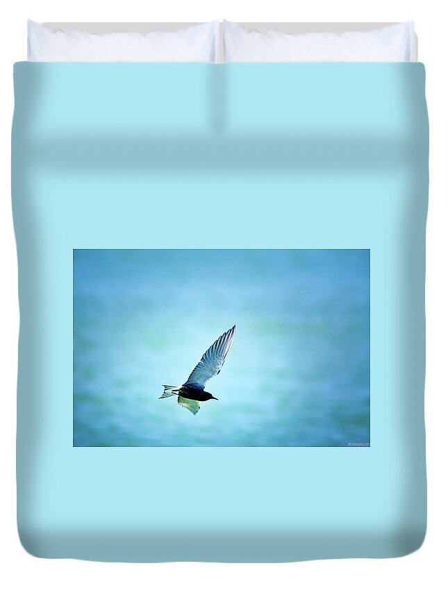 Kestrel Duvet Cover featuring the photograph Kestrel In Flight by Rene Vasquez