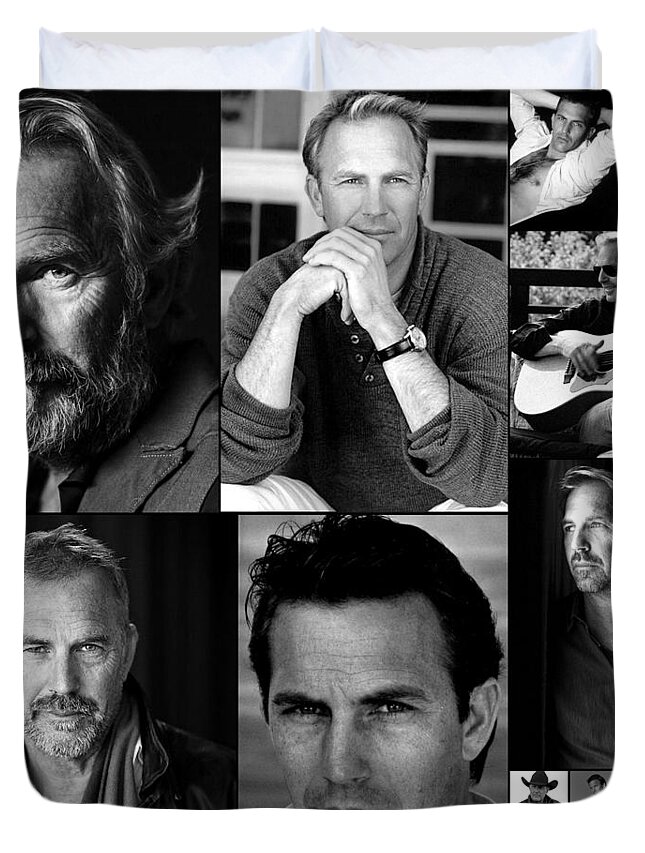 Kevin Costner Picture Collage Duvet Cover featuring the digital art Kevin Costner Picture Collage by Bob Smerecki