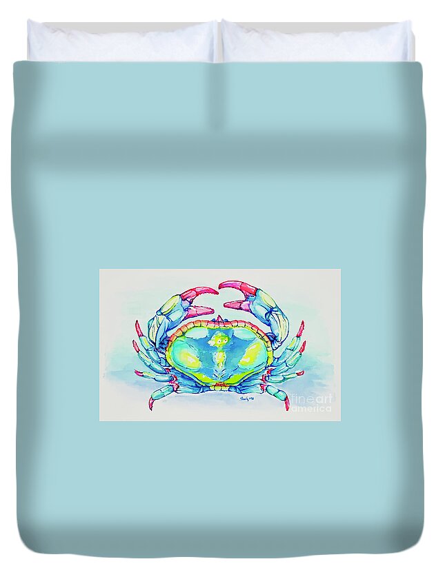 Crab Duvet Cover featuring the painting Key West Crab 2021 by Shelly Tschupp