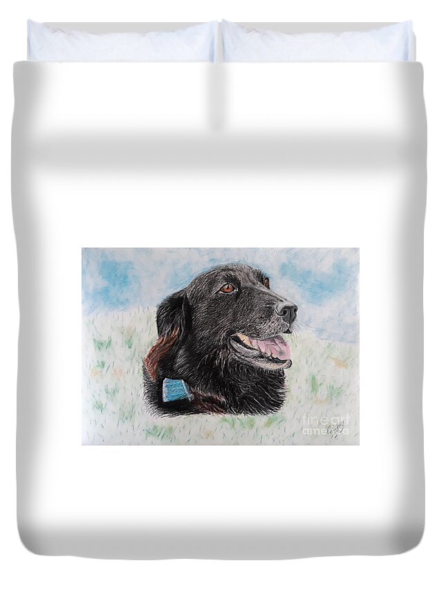 Dog Duvet Cover featuring the painting Kika by Cybele Chaves