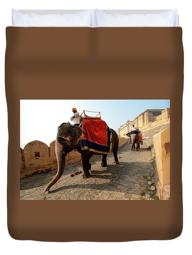 India Duvet Cover featuring the photograph Kingdom Come II - Amber Fort, Rajasthan. India by Earth And Spirit