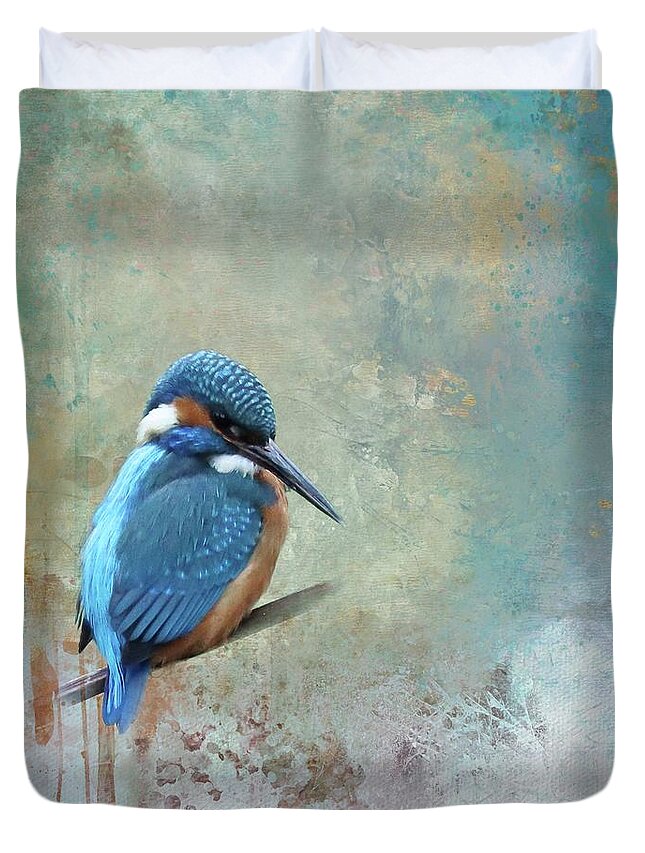 European Kingfisher Duvet Cover featuring the photograph Kingfisher by Eva Lechner