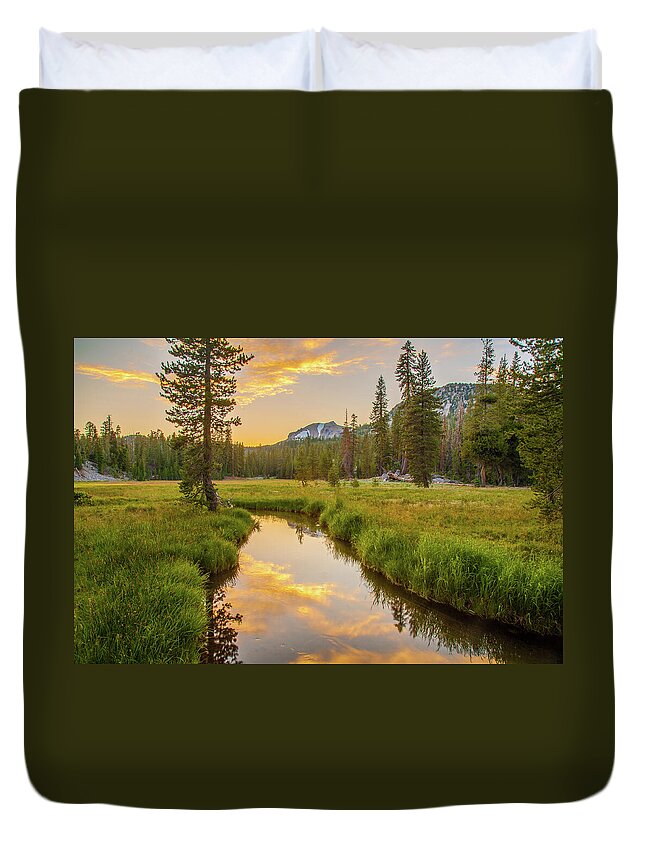Lassen National Park Duvet Cover featuring the photograph Kings Creek Sunset by Mike Lee