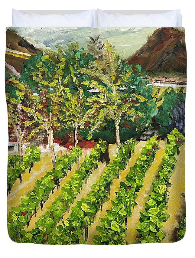 Somerset Winery Duvet Cover featuring the painting Kirk's View by Roxy Rich