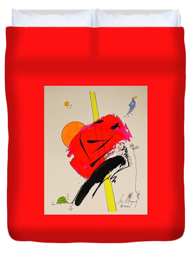  Duvet Cover featuring the mixed media K.i.s.s. Red 11148 by Lew Hagood