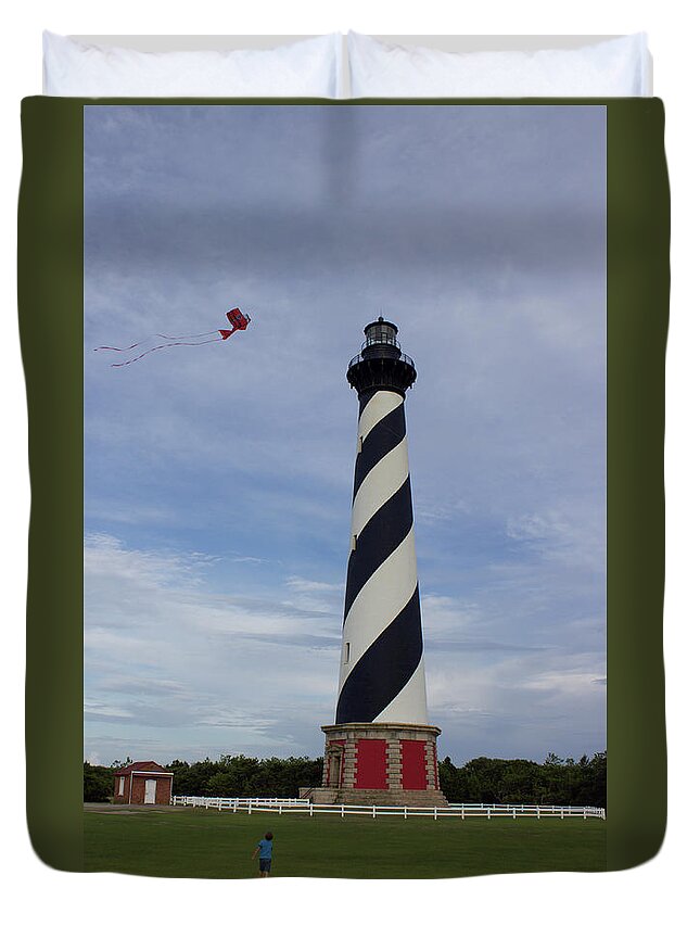 Obx Duvet Cover featuring the photograph Kite at Cape Hatteras by Annamaria Frost