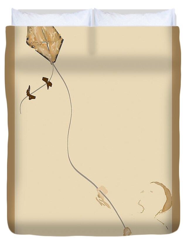 Kite Duvet Cover featuring the digital art Kite Flyer by Kae Cheatham