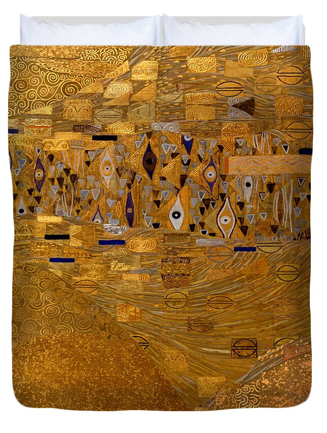 Depth Duvet Cover featuring the painting Gustav Klimt Ode Abstract Gold by Tony Rubino
