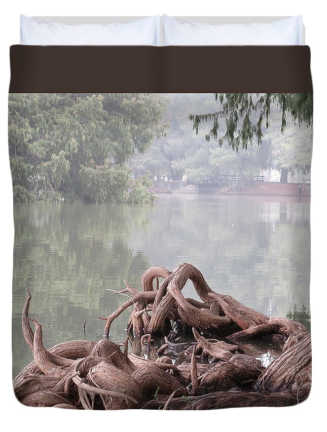  Duvet Cover featuring the pyrography Knarlly Roots by Raymond Fernandez