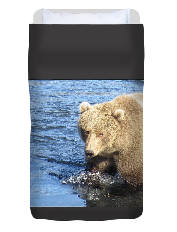 Action Duvet Cover featuring the photograph Kodiak Bear by World Reflections By Sharon