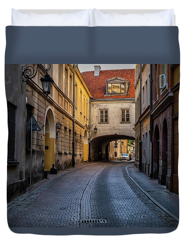 Kozia Duvet Cover featuring the photograph Kozia Street in City of Warsaw by Artur Bogacki