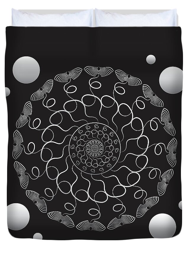 Mandala Duvet Cover featuring the digital art Kuklos No 4337 by Alan Bennington