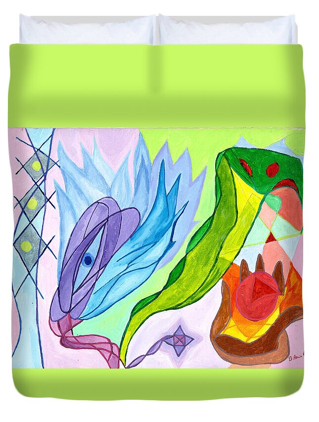 Spirituality Duvet Cover featuring the painting Kundalini Activated by B Aswin Roshan