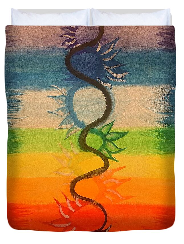 Watercolor Duvet Cover featuring the painting Kundalini Fire by Lisa White