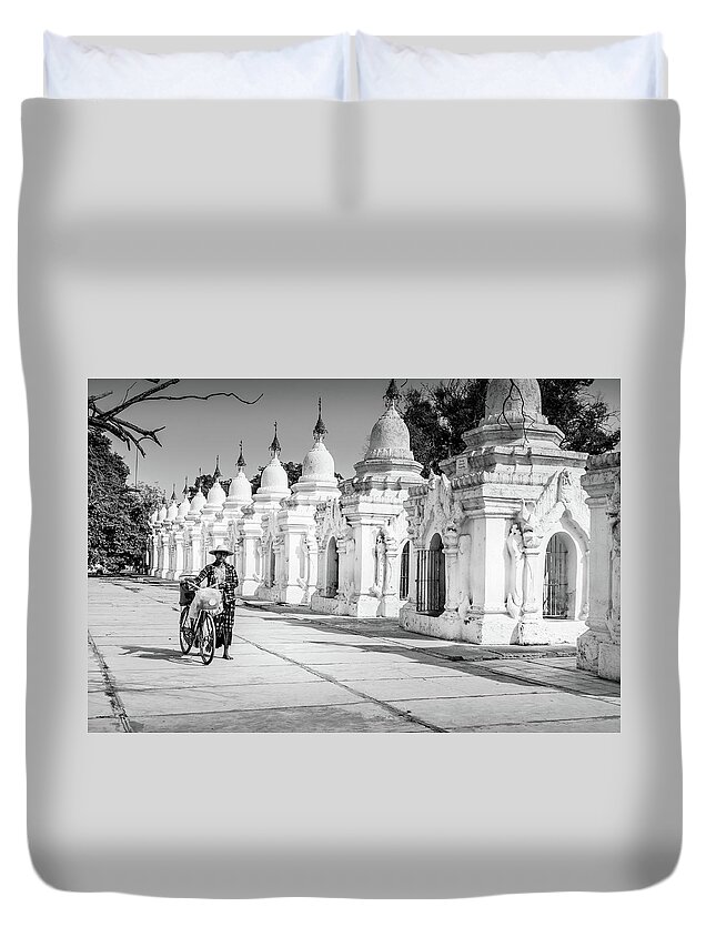 Mandalay Duvet Cover featuring the photograph Kuthodaw Pagoda by Arj Munoz