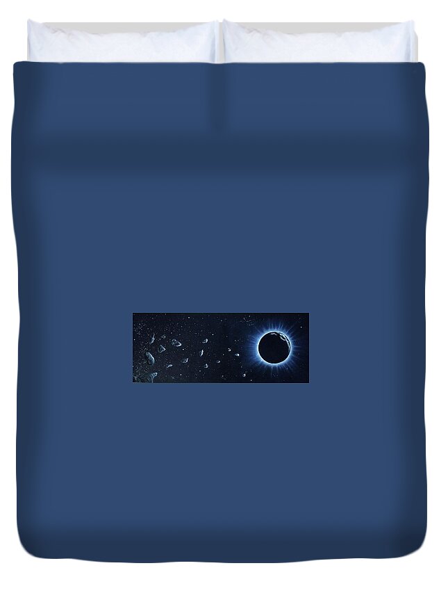 Cosmic Art Duvet Cover featuring the painting La Luna by Neslihan Ergul Colley