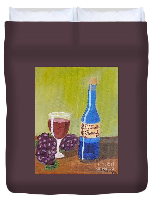 Wine Duvet Cover featuring the painting La Mauldin Pomerol, 2021 by Elizabeth Mauldin