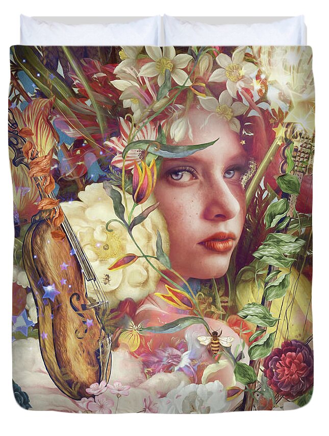 La Primavera Duvet Cover featuring the digital art La Primavera by Claudia McKinney