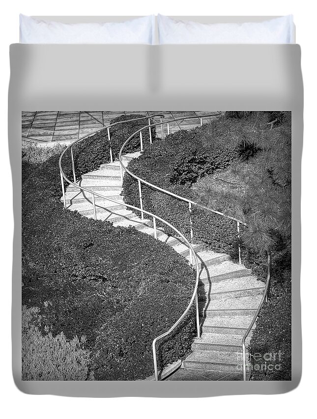 Winding Stairs Duvet Cover featuring the photograph LA Stairs by Elisabeth Lucas