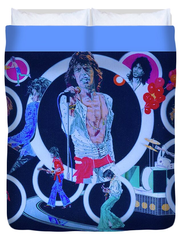 Colored Pencil Duvet Cover featuring the drawing Ladies And Gentlemen - The Rolling Stones by Sean Connolly