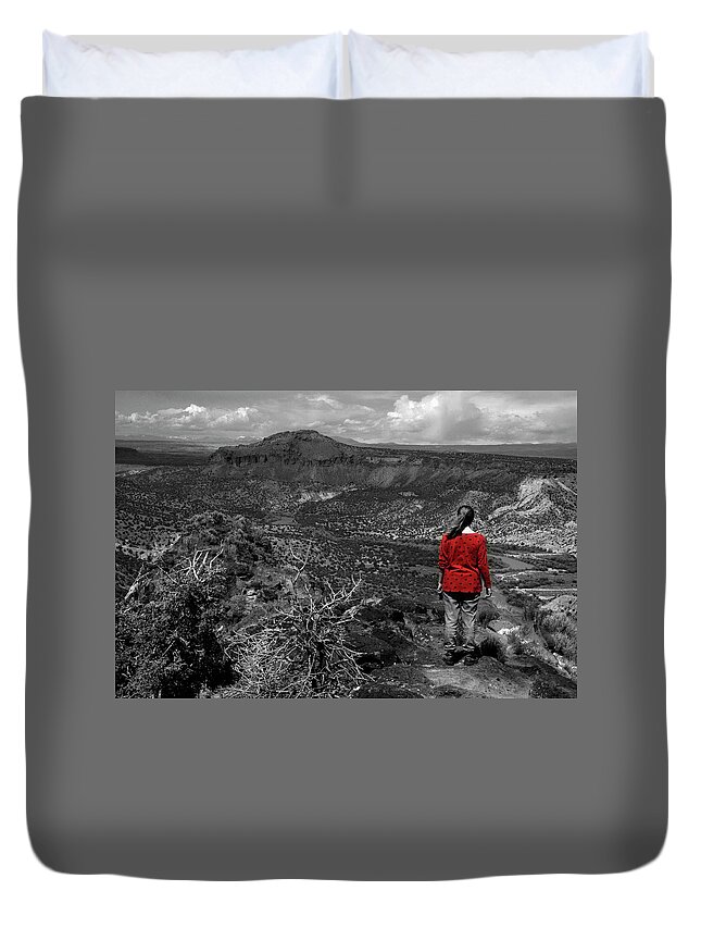 Overlook Park Duvet Cover featuring the photograph Lady in Red Jacket by James C Richardson