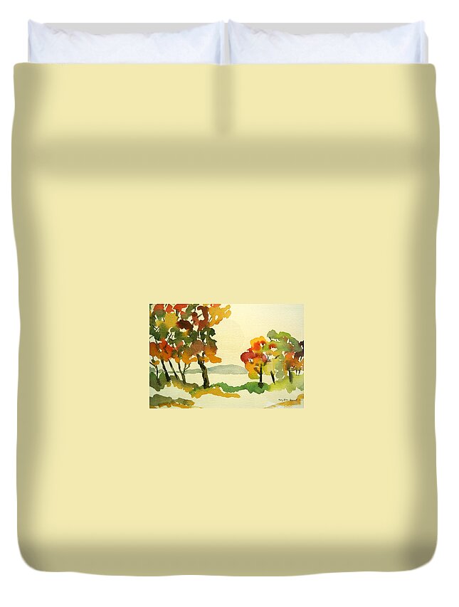Landscape Duvet Cover featuring the painting Lake Study by Mary Ellen Mueller Legault
